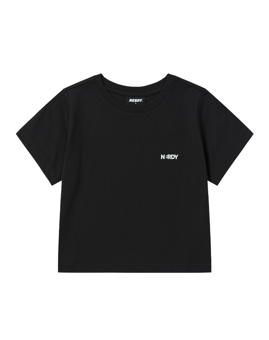 (네이버 전용) 우먼스 블랭크 스몰 로고 크롭 반팔 티셔츠 블랙