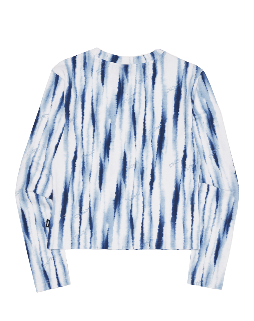 타이거 패턴 슬림핏 롱슬리브 티셔츠 블루